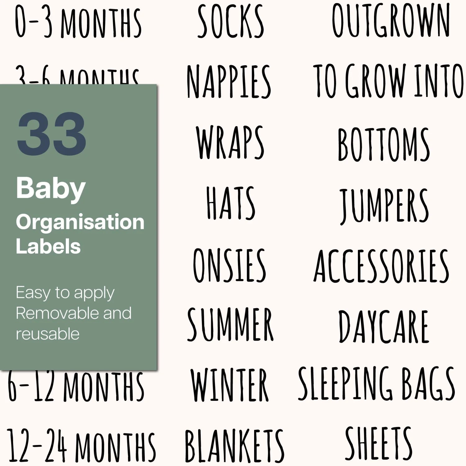 Baby Organisational Labels - Clear - Rectangular