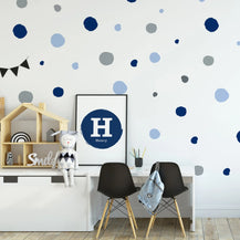 Blauwe en grijze polka dot Muursticker