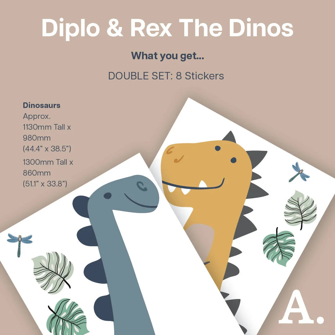 Diplo &amp; Rex The Dinos - Kids Wall Decal - Decals - Animals