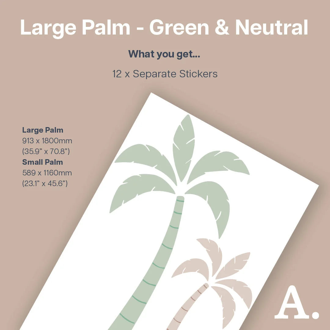 Green &amp; Neutral Palm Tree Wall Decal - Large - Decals