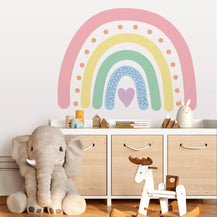 Regenboog pastel hart Muursticker