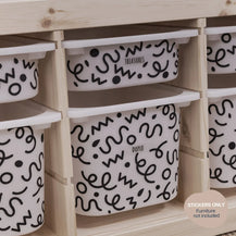 Squiggle Black - Stickers voor opbergbakken