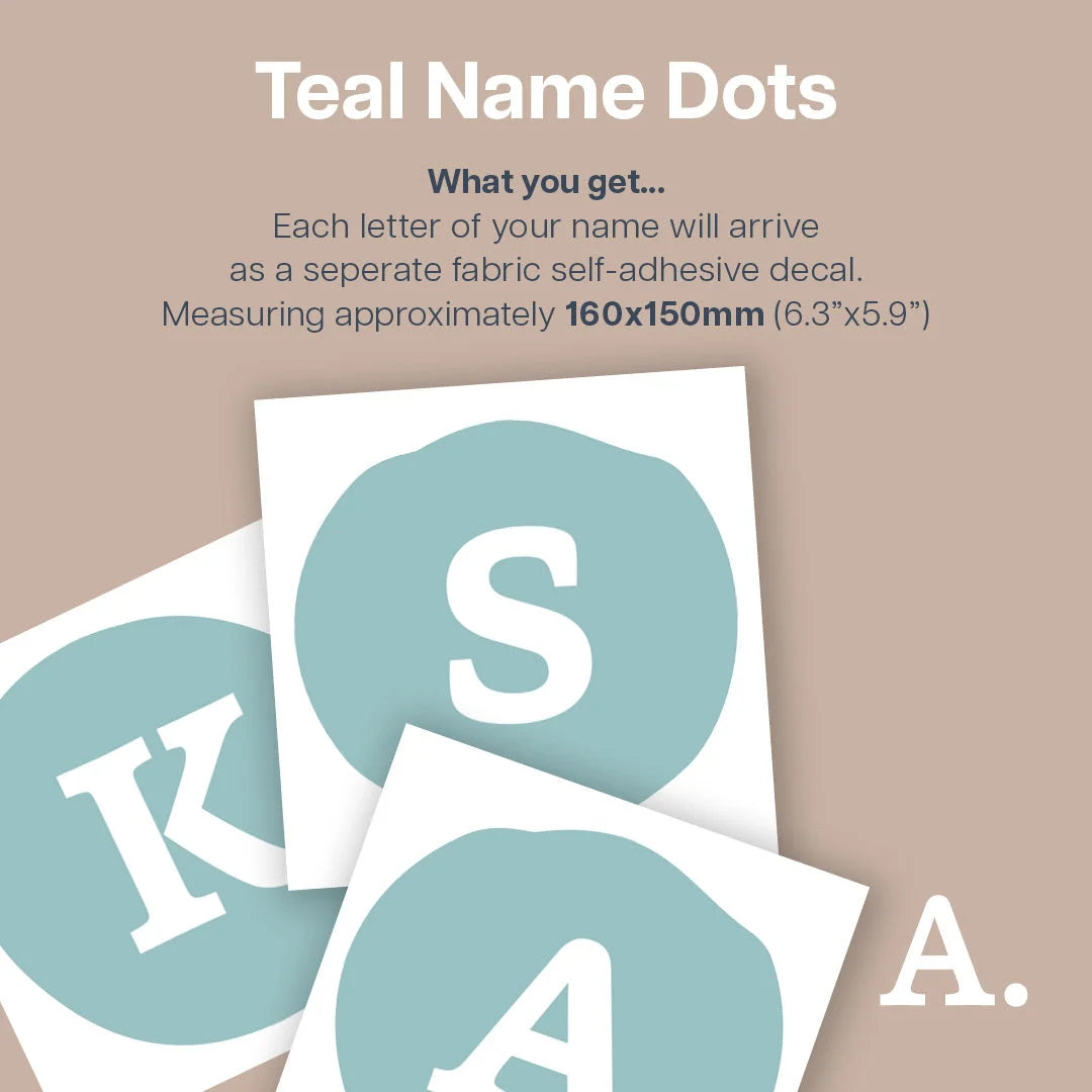 Teal Personalised Name Dot Decals - Decals - Name Dots