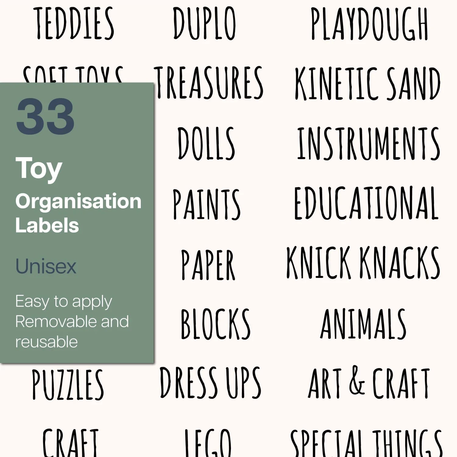 Toy Labels - Unisex - Clear Rectangular - Organisation